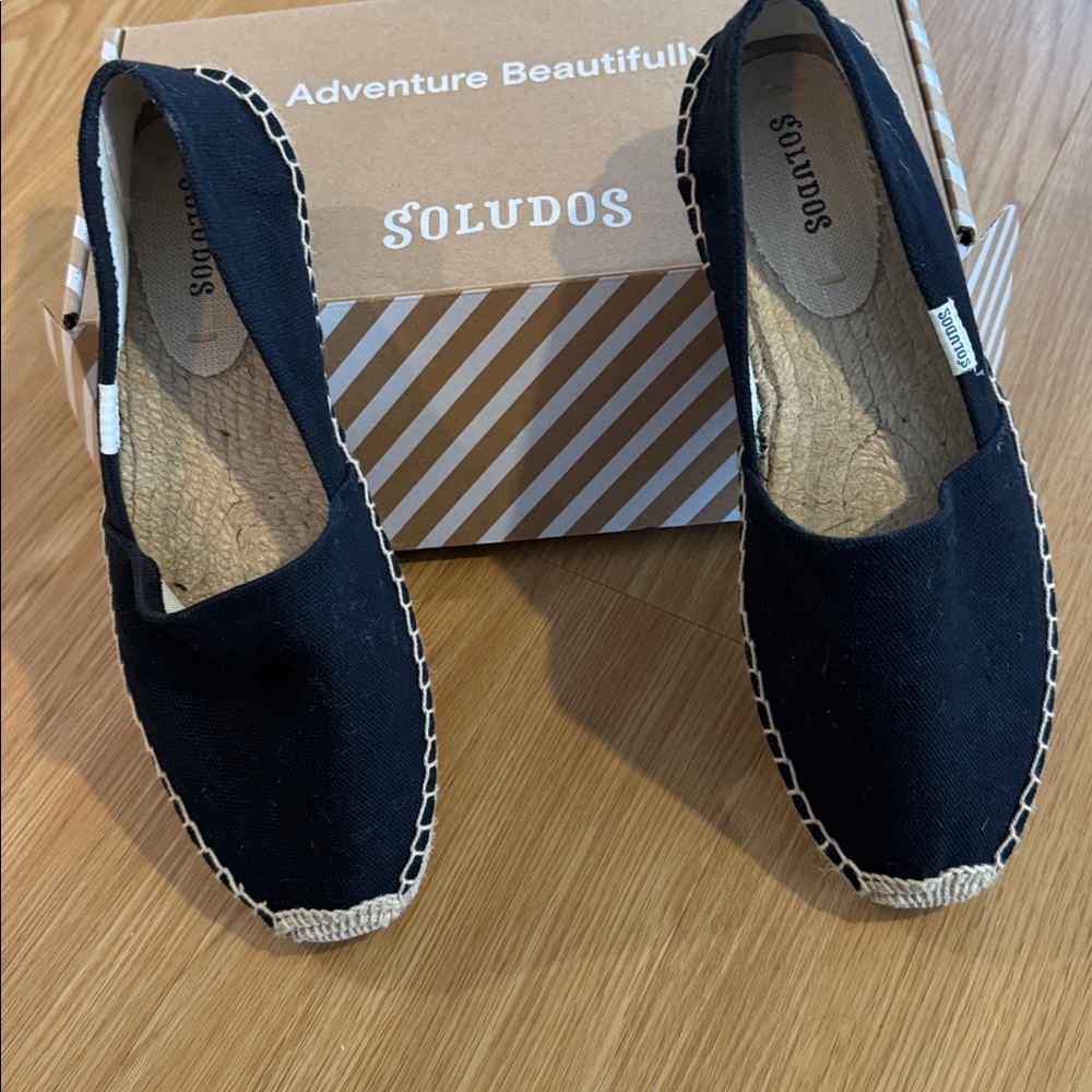 New Soludos Classic Black Canvas Espadrilles